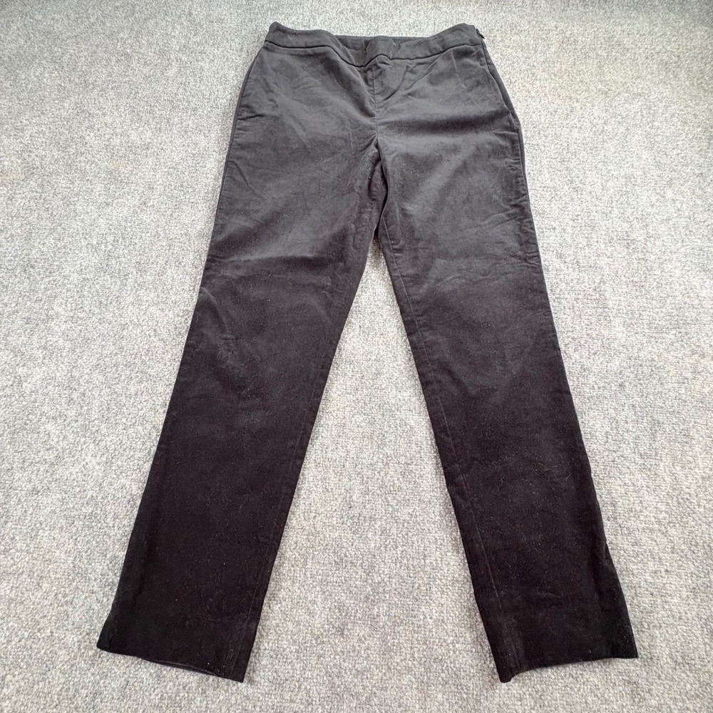 Talbots Chatham Ankle Pants Womens 10 Black Velvet Feel Office Preppy Minimalist